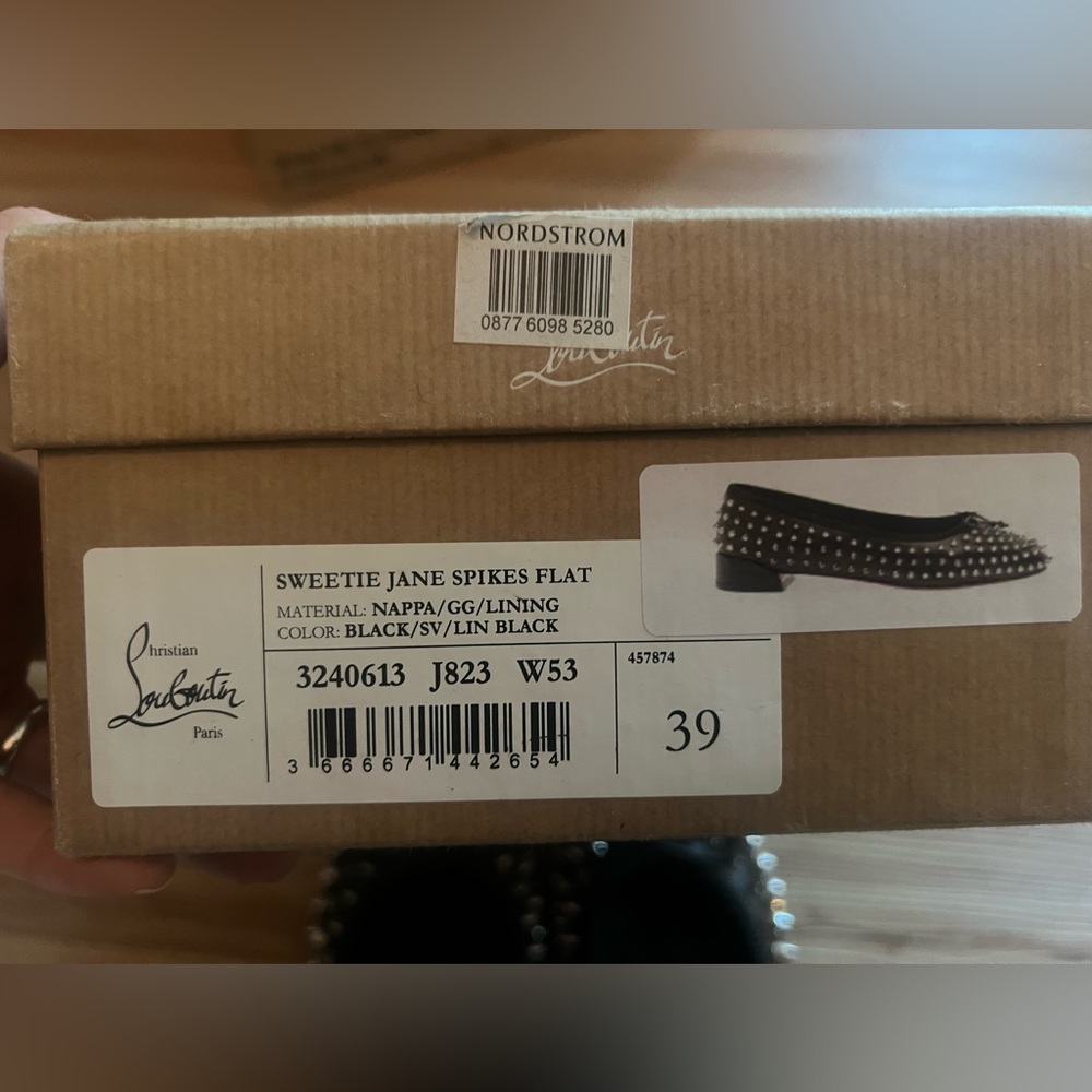 Christian Louboutin Black Silver Studded Flats/IT 39/US 8.5 - Picture 8 of 11